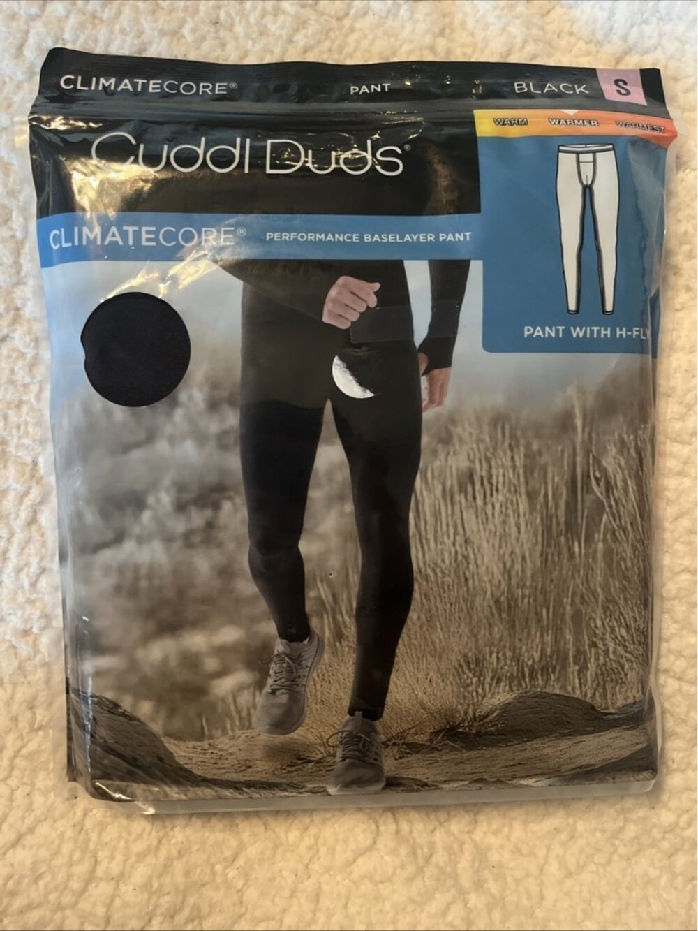 Men’s Black Cuddl Duds Climatecore Base layer Small NWT Pant H-fly